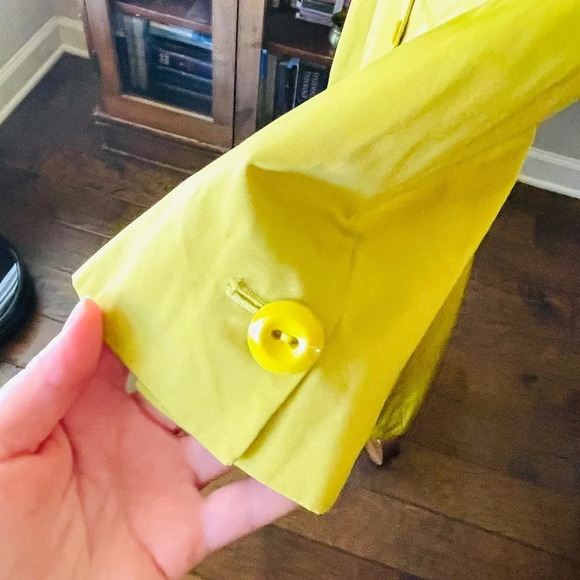 Pinko Italian Spring jacket 3/4 sleeve lime green/yellow SZ 8 - Picture 8 of 8